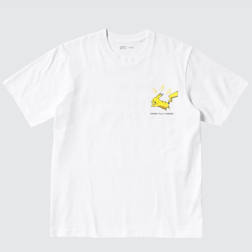 Uniqlo Pokemon Pikachu Lightning Bolt Graphic T-Shirt Tee Yellow White size M